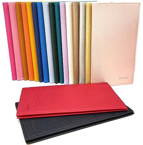 Charmoni - Etui Porte chéquier Talon en Haut - 2 emplacements Porte Carte crédit - pièce d'identité - Cuir Vachette - 11 cm X 19 cm (ZSF Bleu Canard)