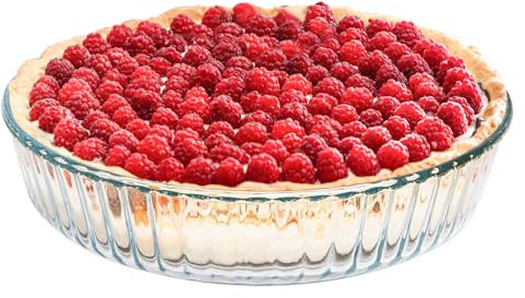 TRBIDRBO 10 Inch - Pie Plate Dish Pie Glass Deep Baking Dishes for Baking and Serving, Clear