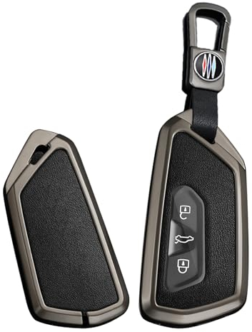 ontto Autoschlüssel Hülle Schlüsselbox Cover Passt für Skoda Octavia A8 MK8 Seat Leon FR Mk4 Cupra Formentor für VW Golf 8 ID.6 Schlüsseletui Metall Schlüsselhülle mit Schlüsselanhänger-Schwarz
