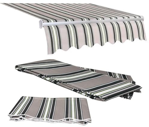 CekoCk Retractable Patio Awning Replacement Fabric 100% Polyester Fabric Awning Cover Replacement Sun Shade Shelter Cover Awning Top Canvas for Deck Balcony Yard Shop(Size:2.5x2m,Color:Stripes)