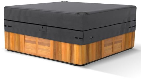 Gasadar Housse de Protection imperméable pour Jacuzzi, Spa 600D, très résistante, pour Jacuzzi extérieur, terrasse, Jacuzzi carré jusqu'à 2,1 m x 2,1 m