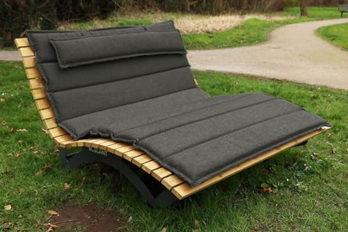 SCALANT Waldsofa Premium mit Auflage + Kissen, Lärche, für 2-3 Personen, Sonnenliege, Außenliege, Wellenliege, Relaxliege, Holzliege für den Garten, KTL beschichtet