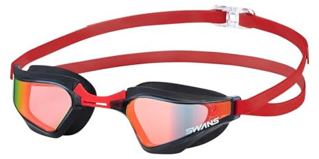 SWANS Verspiegelte Wettkampf Schwimmbrille Modell Valkyrie SR-72MIT AB - Kratzschutz, Anti-Fog, UV-Schutz, Farbe:Smoke red (SMR)