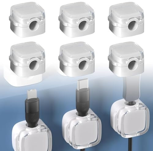 Ladekabel Magnetische Kabel Organizer Lagerung Halter, 6PCS Magnetic Cable Clips, Kabelhalter Selbstklebend, Magnetische Kabelmanagement Kabel Schreibtisch Organizer, Weiß(Weiß)