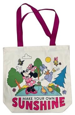 Legacy Licensing Partners Disney's Mickey Mouse, Minnie, Princesses, Villains, and Baby Yoda Canvas Tote Bag, Minnie Mouse and Daisy Duck, L