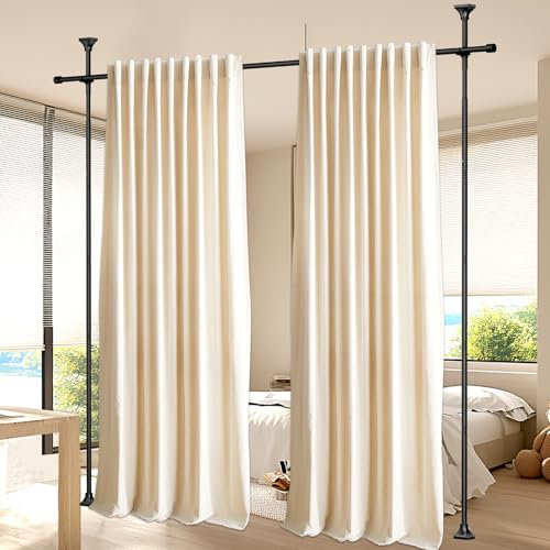 Raumteiler Gardinenstange, 9,7 m (H) 76-220 cm (B) verstellbar, ohne Bohren, Trennwand, Raumteiler, strapazierfähig, hängender Raumteiler, Raumteiler, für Raumtrennung, Privatsphäre, Trennwand,