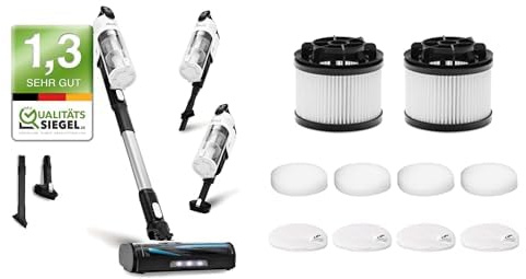 Levoit Akku Staubsauger mit Tierhaardüse + Ersatzfilter, Anti-Haar-Verwicklung, max 50min Laufzeit, 4-in-1 Kabelloser Akkustaubsauger mit 99,9% Filterleistung