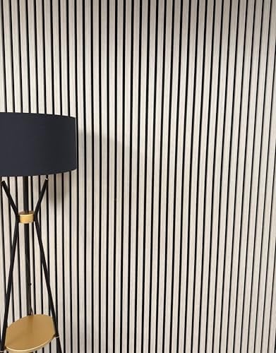 DBS Bathrooms Acoustic Slat Wall Panel, 60 x 240 cm, Wood Veneer MDF, Pet Polyester Backing 3D Sound Absorption Natural Oak