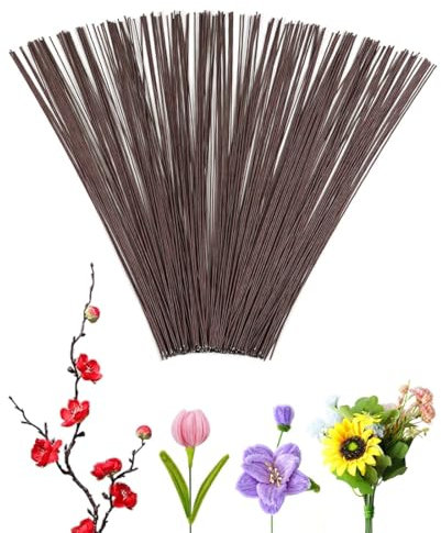 VURYAPI 100 Piezas Herramienta Florales, Alambre Verde para Floristas, 40cm Alambre de Tallo Floral, WirepPara Flores, Alambre Floral Wire, Floristas Alambre de Tallo Floral, Floral Verde Stem(Marrone