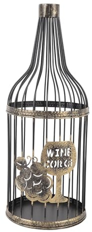 Wine Cork Holder Bottle Shaped Metal 60 Corks Capacity Wine Cork Collector Steel Wine Cork Holder with Large Capacity Decorative Vino Cork Storage Box for Dining Room Bedroom