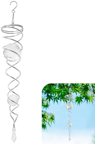 WYYFXY® Crystal Twister, Kristall Windspiel Metall Windspirale Suncatcher Garten für Deko Fenster, Balkon, Garten, Abmessung: 5 × 40 cm