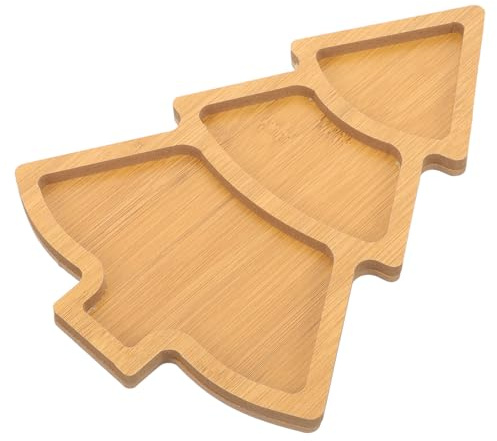 Angoily Christmas Tree Wooden Serving Tray 27. 7x19. 5 Cm Christmas Tree Shaped Wooden Serving Platters for Appetizer Cookie Cheese Dessert Snacks