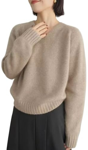 Warmer Kaschmir-Pullover für Damen, gemütlicher Kaschmir-Pullover, Winter, V-Ausschnitt, Wollpullover, weich, gestrickt, bequem, übergroße Oberteile
