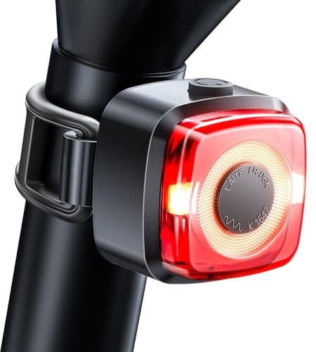 Glangeh Rücklicht Fahrrad LED mit Seitlicher Warnleuchte, Sichtweite 200 m, USB-C Aufladbar & Batteriestatus, IPX5 Wasserdicht, StVZO Zugelassenes Fahrradlicht Hinten für Rennrad, E-Bike und Rucksack