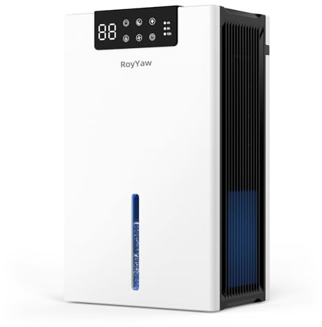 RoyYaw Luftentfeuchter, 2700ml Luftentfeuchter Elektrisch, 28dB Leiser Raumentfeuchter für Wohnung, Dehumidifier Mit Luftfilter, Automatischer Abschaltung Schlafmodus, 7 Farbige Nachtlicht, White