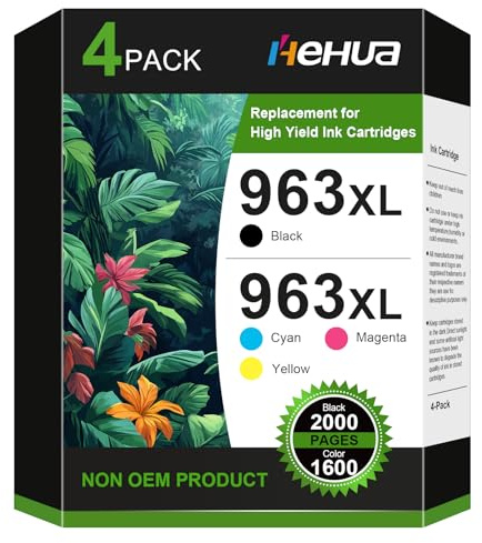 hehua 963 XL Tintenpatronen Multipack Kompatibel für HP 963XL für HP Officejet Pro 9010 Patronen 9012 9013 9014 9015 9016 9020 9022 9023 9025 Druckerpatronen Kompatibel für HP 963 XL 4er-Pack