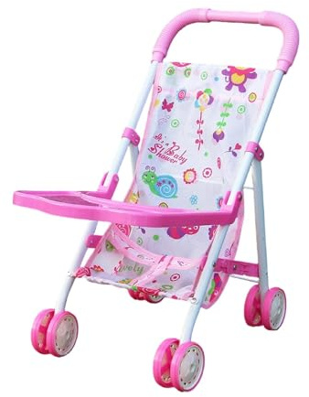 F Fityle Puppenwagen, Puppensimulations-Kinderwagen, pädagogisches Lernspielzeug mit Radreihen, Puppenwagen für Partys, Geburtstage, Spaziergänge und, Rot