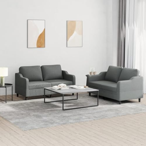 mtlskopl 2-Sitzer Sofagarnitur aus strapazierfähigem Stoff in Dunkelgrau 138 x 77 x 80 cm Modernes Design mit Metallgestell und extra Kissen für Living Room Home Office and Bedroom