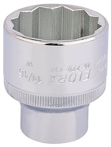 Draper 24880 Elora Bi-Hexagon Socket, 1/2 Square Drive, 11/16 BSW, Blue