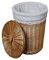 Wäschekorb Korb Weide Beige rund mit Deckel Wäschesack D.32 H.48