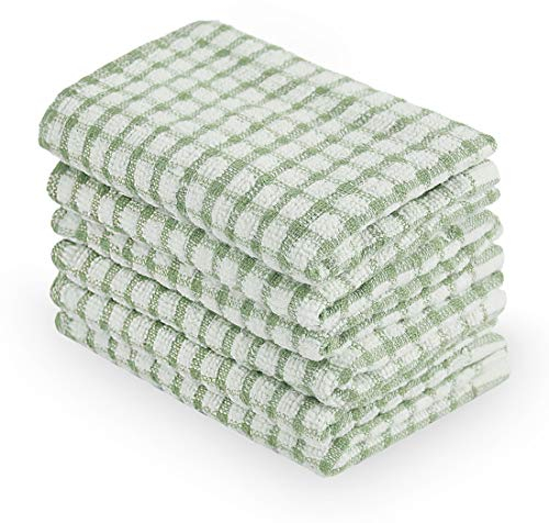 sourcing map 6pc/Set Paño de cocina para plato de algodón felpa Bayeta Limpieza té toallas para la cocina seis colores Verde