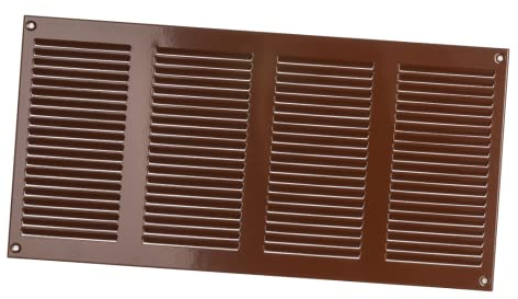 400x200mm Grille de Ventilation avec Moustiquaire - Grilles d'aération en Métal - Acier, Marron