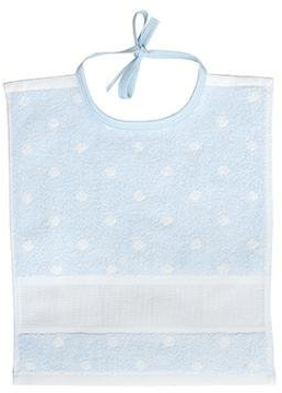 Rico Design Lätzchen 30x34cm - Farbe: 245 - hellblau mit weißen Punkten - mit Aidafeld zum Besticken