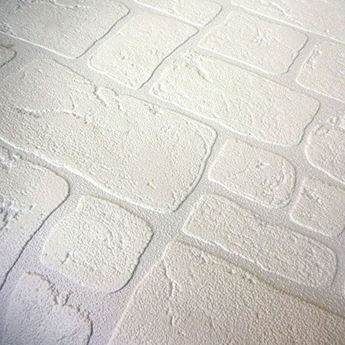 Paintable Brick Slate 3D Effect Wallpaper Blown Textured Vinyl White AS Creation