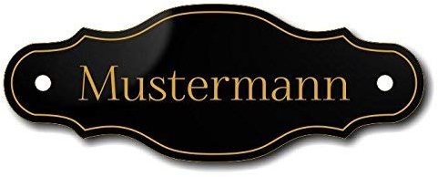 Türschild, Briefkastenschild, Klingelschild, 70-300-003-SG, Acryl, Oberfläche schwarz glänzend, Gravur gold, individuell anpassbar