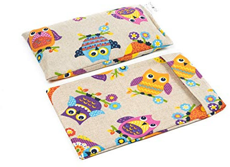 TERMOSAK Wärmekissen mit grünem Soja und Lavendel 23x14, waschbarer Bezug, körnerkissen Mikrowellen/Gefrierschrank, heizkissen Wärme/Kälte, sehr langlebig. (01 - Eulen, 23x14+Bezug)