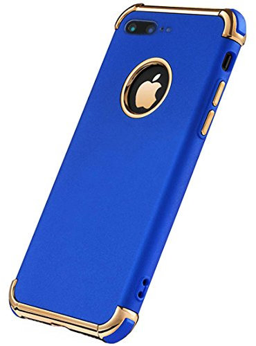 Tverghvad for iPhone 7 Plus Case, Ultra Slim Flexible iPhone 7 Plus Matte Case, Styles 3 in 1 Electroplated Shockproof Luxury Cover Case iPhone 7 Plus (Royal Blue)