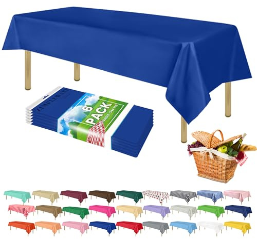 Zimpleware Einweg-Party-Tischdecke, Kunststoff, rechteckig, 137,2 x 274,3 cm, Blau, 6 Stück