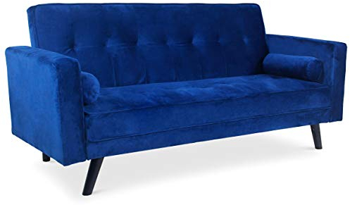 Menzzo Slow Schlafsofa, Samt, Blau, 186