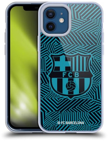 Head Case Designs Offizielle FC Barcelona Schwarz Wappen Gelhülle [Militärischer Schutzgrad] Kompatibel Mit Apple iPhone 12 / iPhone 12 Pro Und Kompatibel Mit MagSafe