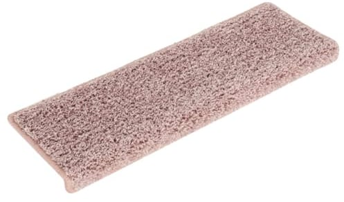 vidaXL Stufenmatten 15 STK., Treppenmatten mit Klebebändern, Treppenteppich Waschbar Faltbar, Treppenstufenmatte Treppenschutz, 65x21x4cm Weiß Rosa