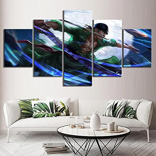 MPPSU Einteiliges Anime-Charakterposter Wanddekoration Wohnzimmer Leinwandbild Jugendzimmer Poster Set Modern 5 Teiliges Wandbild Bedroom Decor XXL Bilder Mit Rahmen 150 * 80cm