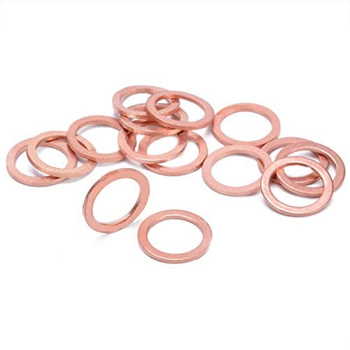 Zkenshan-washers M10 Copper Sealing Washer Gasket Sump Plug Oil HEL Motorcycle Bike Car Brake Line Banjo Bolt Copper Crush Washers, 15pcs/set， good wear resistance