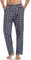 Aseniza Herren Schlafanzughose Lang Baumwolle Karierte Schlafhose Pyjamaunterteil Pyjamahose Freizeithose Loungehose für Männer Dunkelblaues+Weiß XL