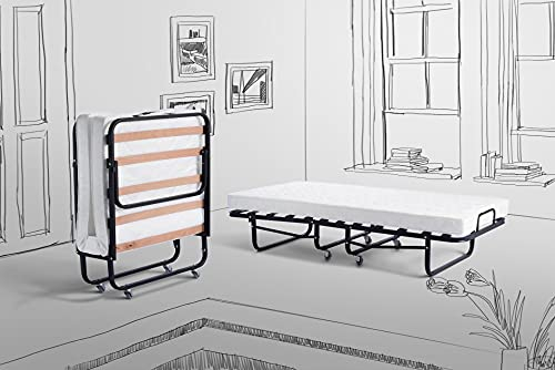 Gästebett Gustav schwarz Struktur 80x190cm DICO Bett Raumsparbett Einzelbett klappbar Metallrahmen Klappbett Faltbett Feldbett max 90kg belastbar