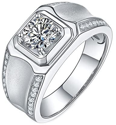 ANAZOZ Pt950 Herren Ring Platin, 1ct Moissanite Solitaire Ehering Herren Echtschmuck