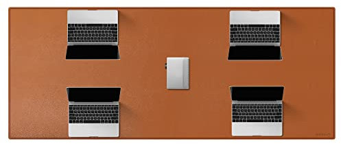 ZORESYN Conference Table Pads (170x70cm) - PU Leather Extended Large Mousepad Desk Mat - Nonslip Base and Waterproof Desktop Writing Pad Mouse Mat (Light Brown)