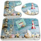 Badezimmerteppich Leuchtturm Seestern Blau Badematte Badezimmer Set 3 Teilig rutschfest Badteppich 50x80cm Maschinenwaschbar Badvorleger für Wohnzimmer, Schlafzimmer, Toilette