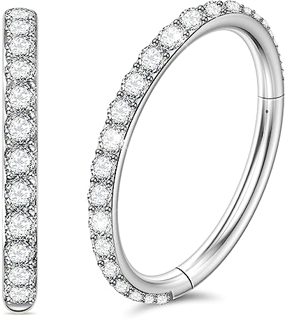 Nasenpiercing Ring 316L Chirurgenstahl,Septum Piercing Nasenring Silber 16g 10mm,Conch Piercing Ring Silber Daith Piercing Ohr Nostril Piercing Ring,Helix Piercings Silber mit Zirkonia Körperschmuck