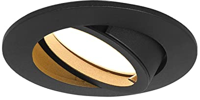 HCFEI 1er set LED Einbaustrahler dimmbar schwarz matt schwenkbar 5W flach 230V Einbau-Spot Strahler Einbauspot 68mm Bohrloch, 120°Abstrahlwinkel (Warmweiß 3000K)