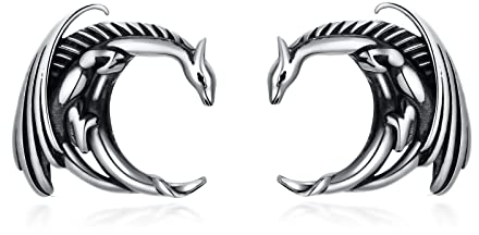 PEIMKO Drachen Ohrstecker 925 Sterling Silber Unisex-Ohrringe für Frauen und Männer