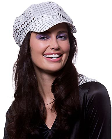 Wicked Costumes 70's Style Silver Sequin Cap Fancy Dress Accessory