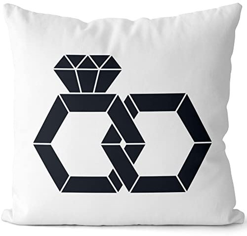 JUNIWORDS Kissen, Origami Eheringe Fläche, Weiß-Hellblau, 2-farbig (1009033)