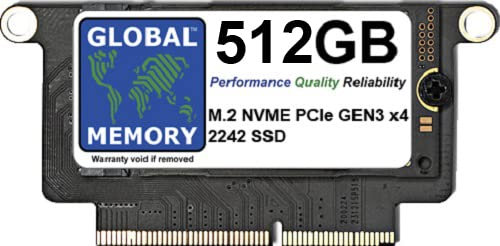 GLOBAL MEMORY Unidad de estado sólido SSD M.2 PCIe Gen3 x4 NVMe de 512 GB para Mac Pro Retina, barra no táctil A1708 (finales de 2016 a mediados de 2017)