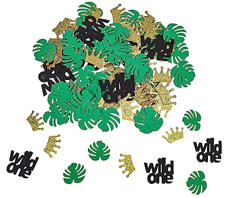 GoldRock Konfetti Wild One Geburtstag Deko,100 Stück Tischdeko Grün 1. Geburtstag Junge Mädchen,Safari Geburtstagsdeko 1 Jahr Junge,Wild One Streudeko,Dschungel Geburtstag Dekoration,Erster Geburtstag