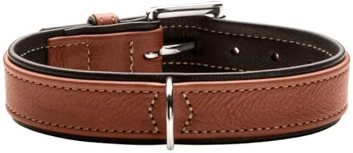 HUNTER Hundehalsband Canadian UP, Farbe: Cognac/schwarz, weiches, geschmeidiges Leder, klassisch, fellschonend, nachhaltig, Made in Germany, Größe: 40